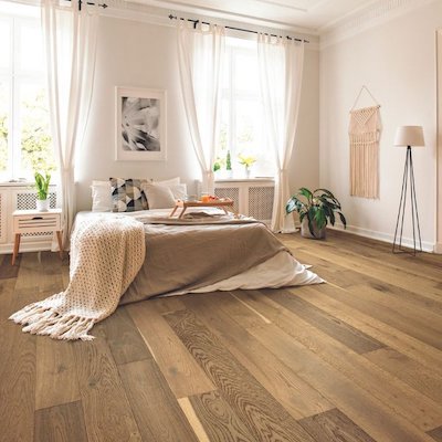 hardwood floors in a bright San Antonio bedroom